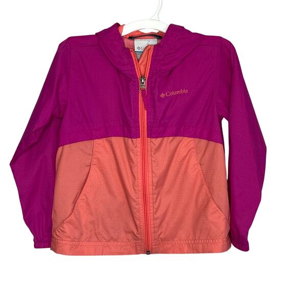 Columbia orange & purple colorblock hooded windbreaker jacket girls size 4T - Picture 1 of 6